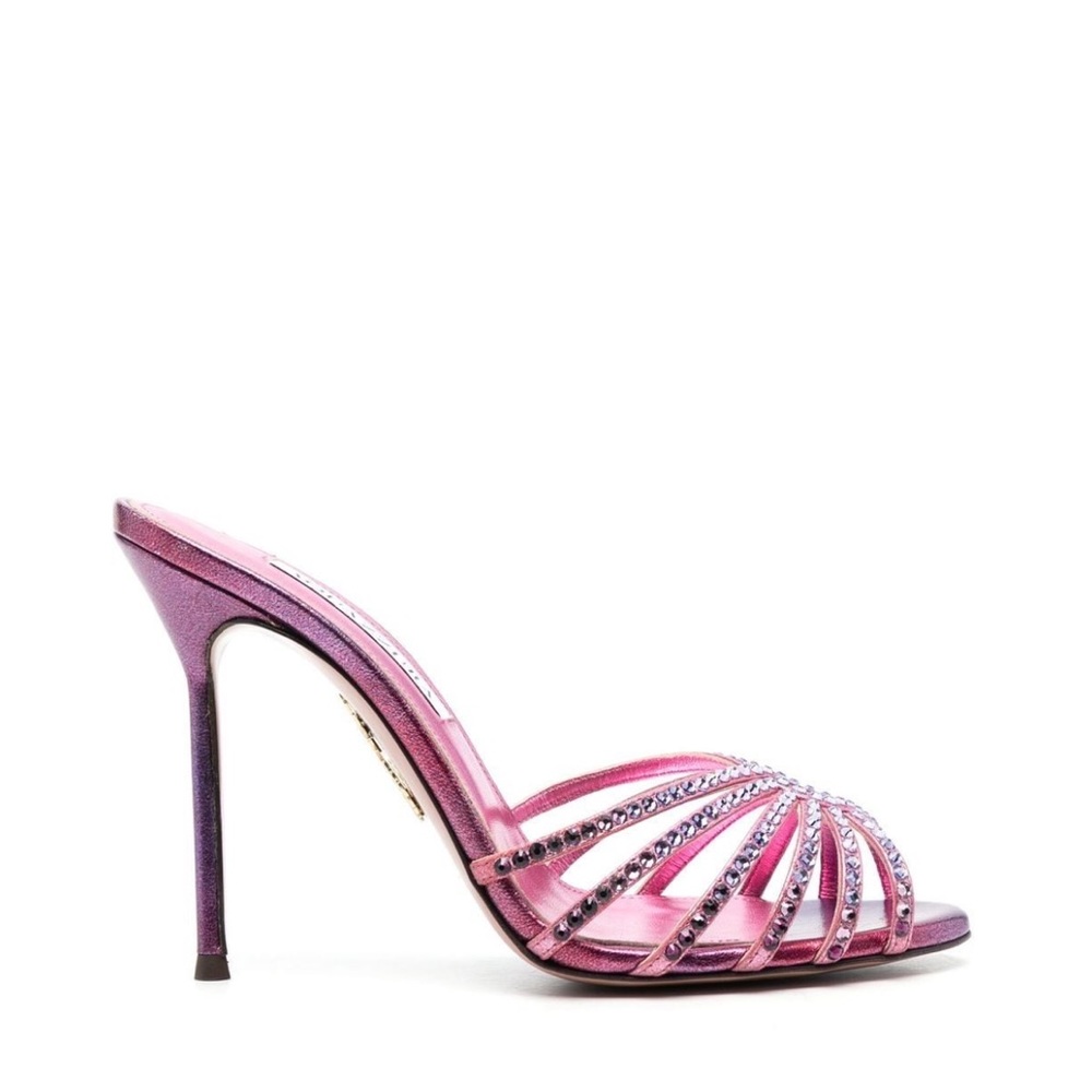 NWOT Aquazzura
Flow Crystal Embellished Leather Mules
Dark Rose 38 (8)